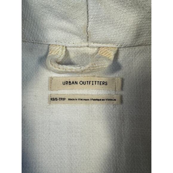 Urban Outfitters Kimono Jacket Cream Checked Wrap Coat Mushroom Peace XS S M - Picture 6 of 10